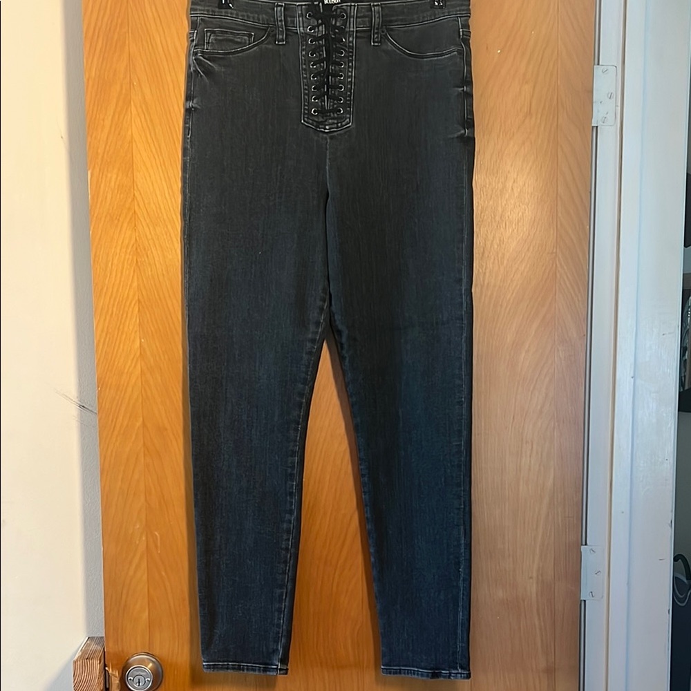 Hudson Jeans Charcoal Lace-Up Denim